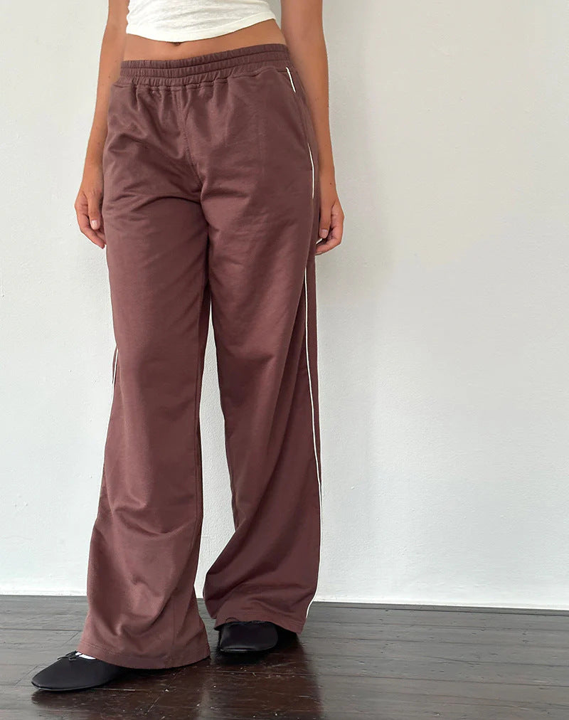 Wide leisure pants for women with side stripes and an elastic waist Lune London