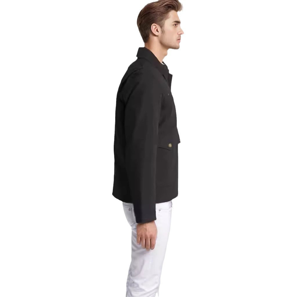 Robust cotton jacket for men with coat-like collar Warm Lune London
