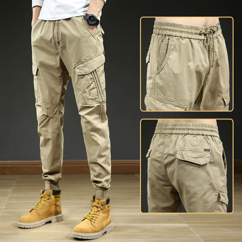 Pantalon cargo confortable pour hommes avec taille élastique et plusieurs poches Lune London