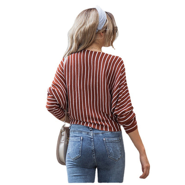 Wide cut striped women's sweater with innovative design Lune London