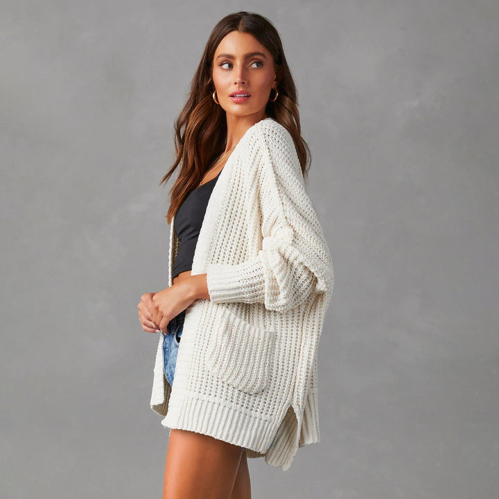 Ladies Casual Knit Vest with Pockets and Open Front Lune London