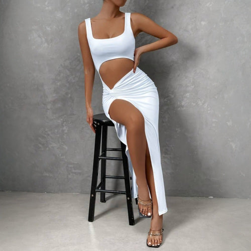 Women's maxi dress with cutouts and chic wrap design and high slit Chic & Stil