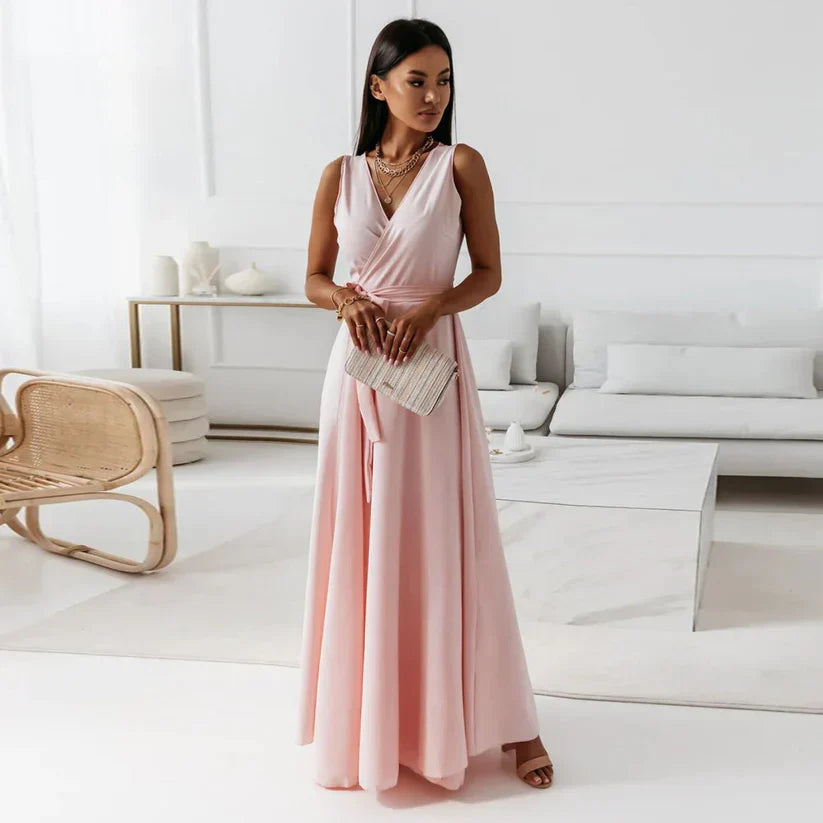 Lune London | Women Solid Color V-Neck Long Dress