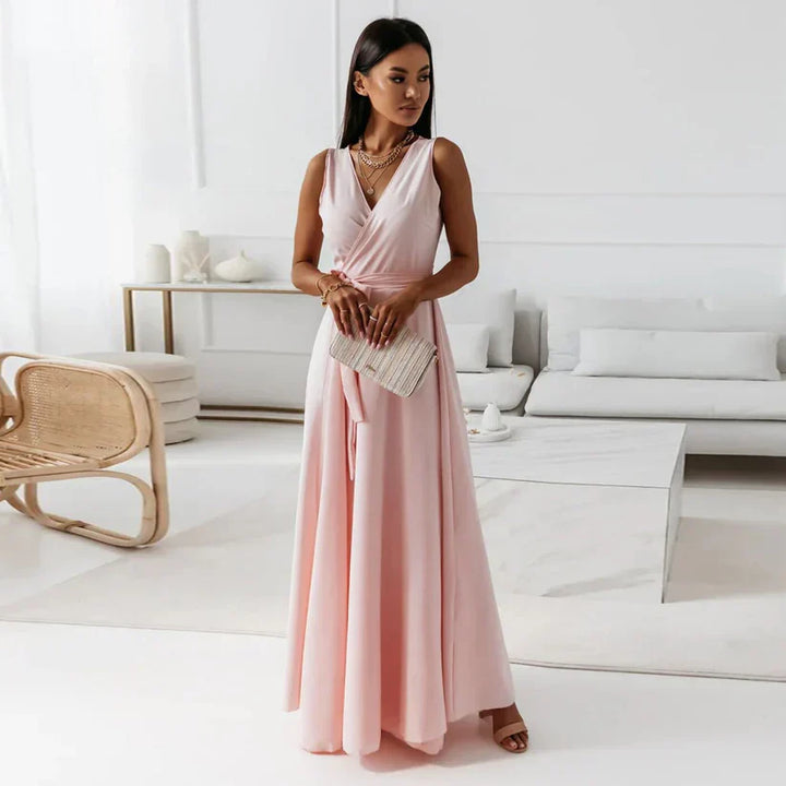 Lune London | Women Solid Color V-Neck Long Dress