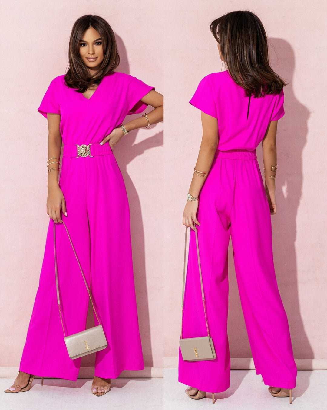 Women’s jumpsuit with wide leg and belt Lune London