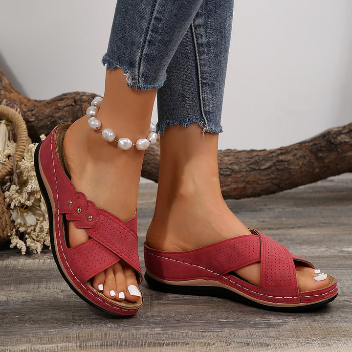 Lune London Elegant Perforated Slip-on Sandals for Women