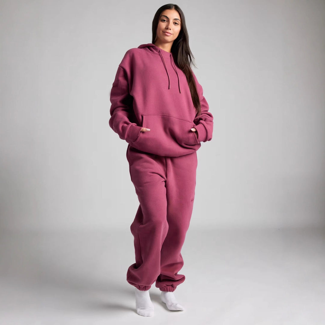 Ladies hoodie with integrated sleep mask design and soft interior Lune London
