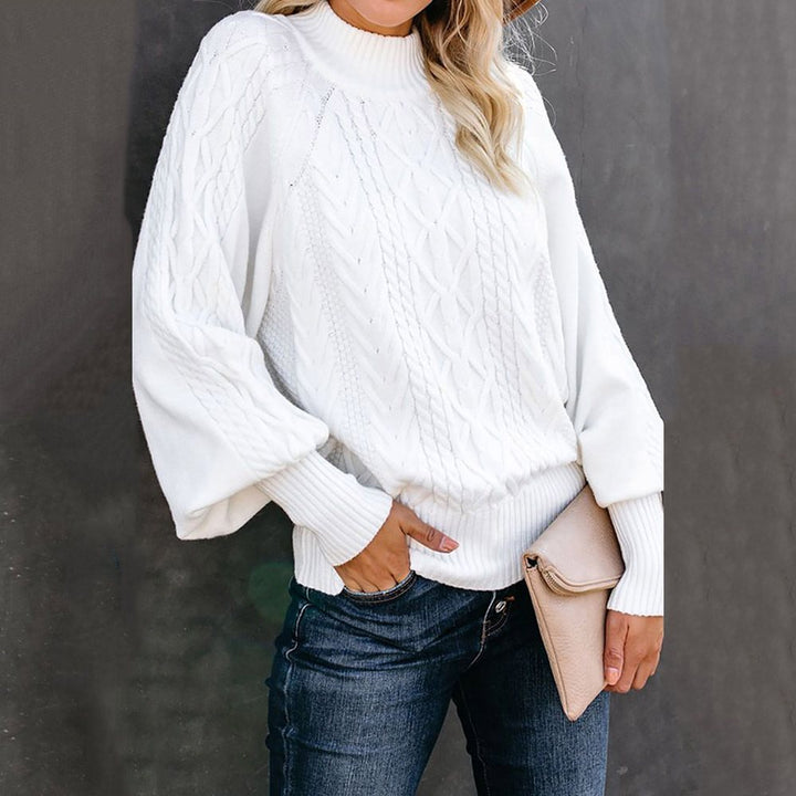 Knitted pullover for women with a high collar and voluminous sleeves Lune London