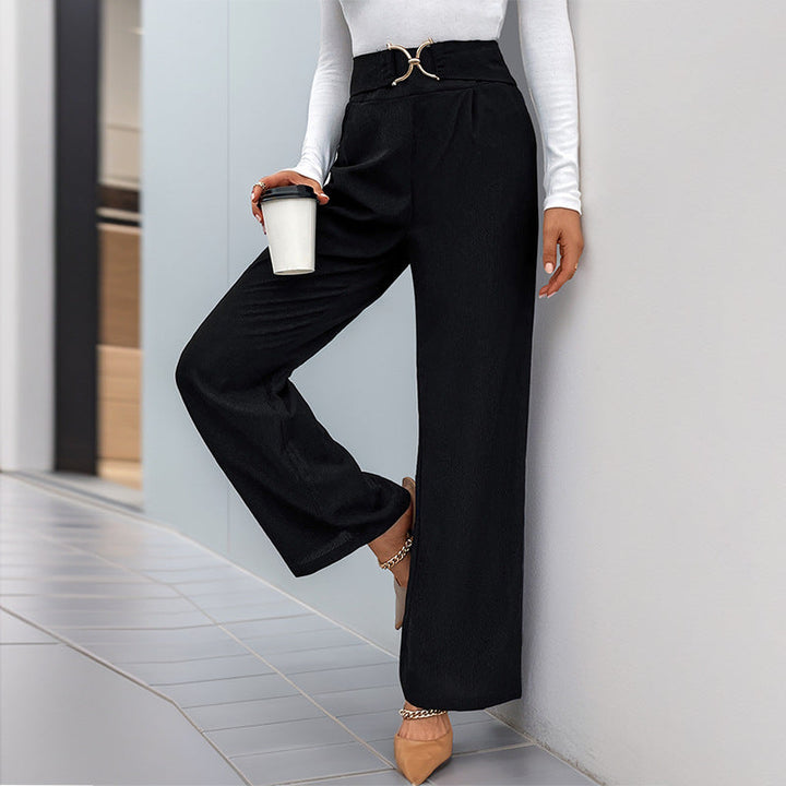Lune London | Women Elegant High-Waist Pants with Stylish Belt Detail