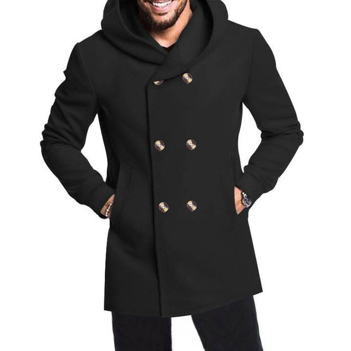 Elegant double-breasted coat for men with hood Lune London