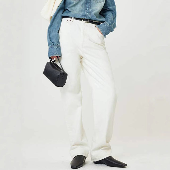 Jeans blancs classiques pour femmes à coupe décontractée Chic & Stil