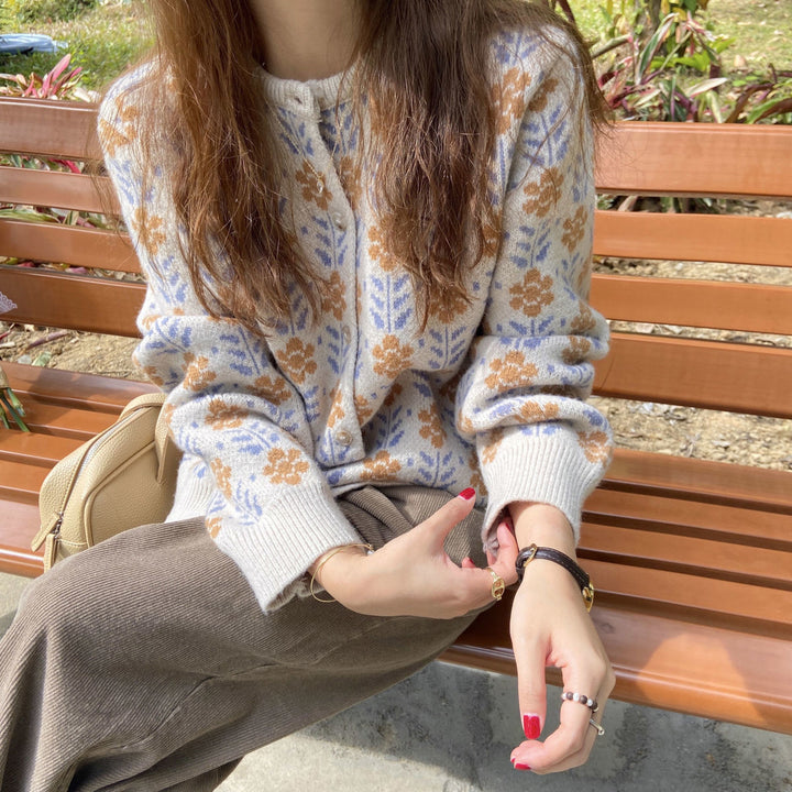 Lune London floral pattern knit cardigan for women