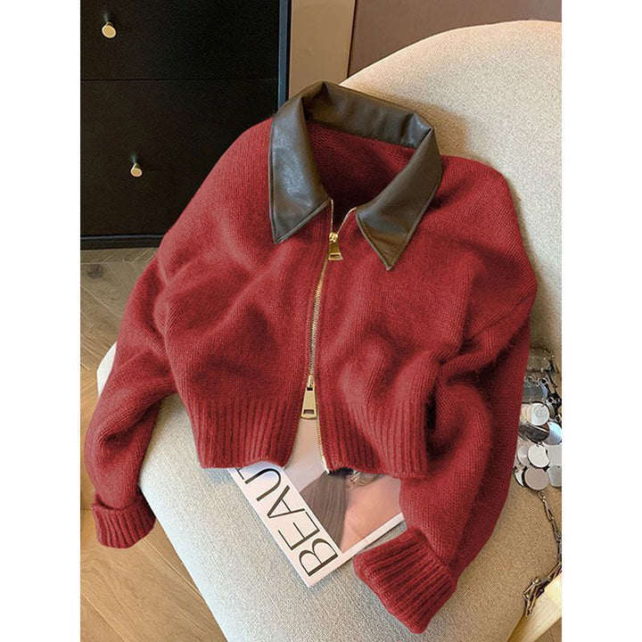 Veste coupée pour femmes avec col en cuir Chic & Stil