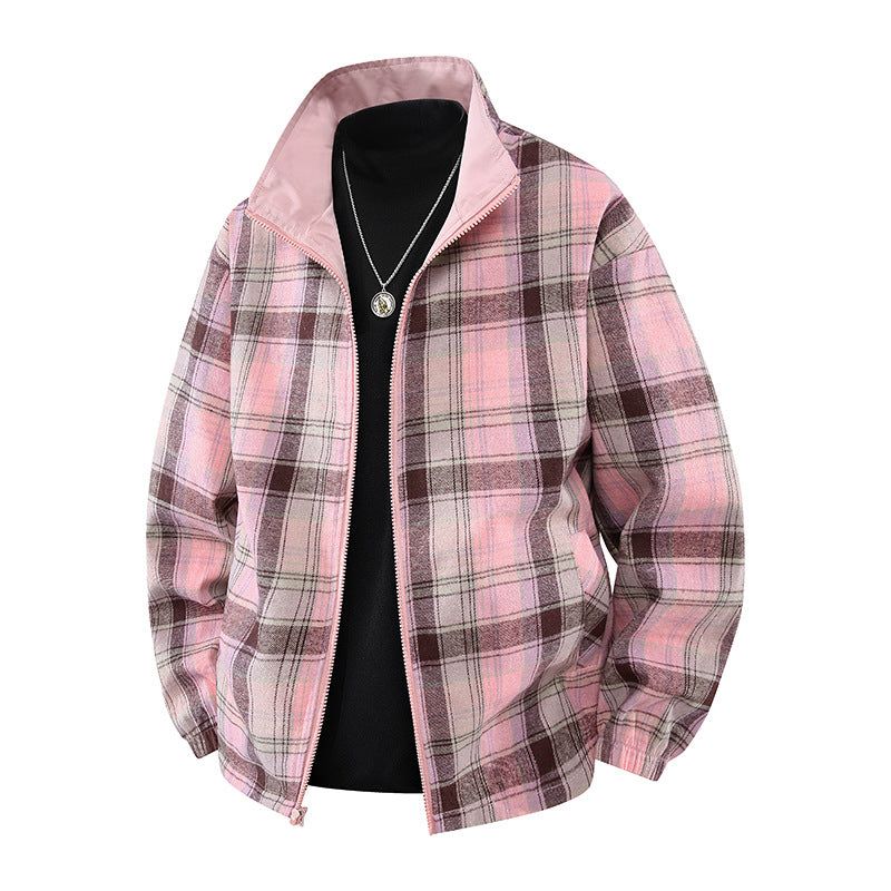 Lightweight bomber jacket for men with checkered collar Lune London