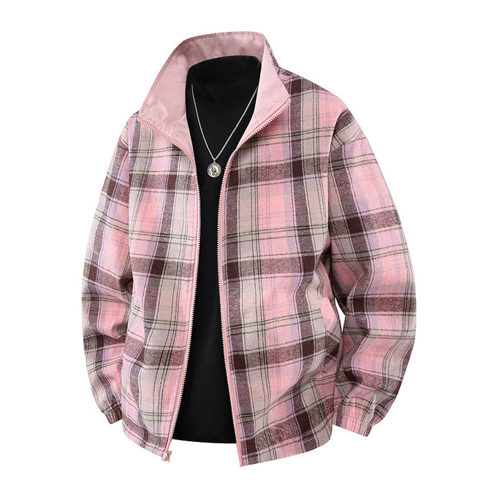 Lightweight bomber jacket for men with checkered collar Lune London