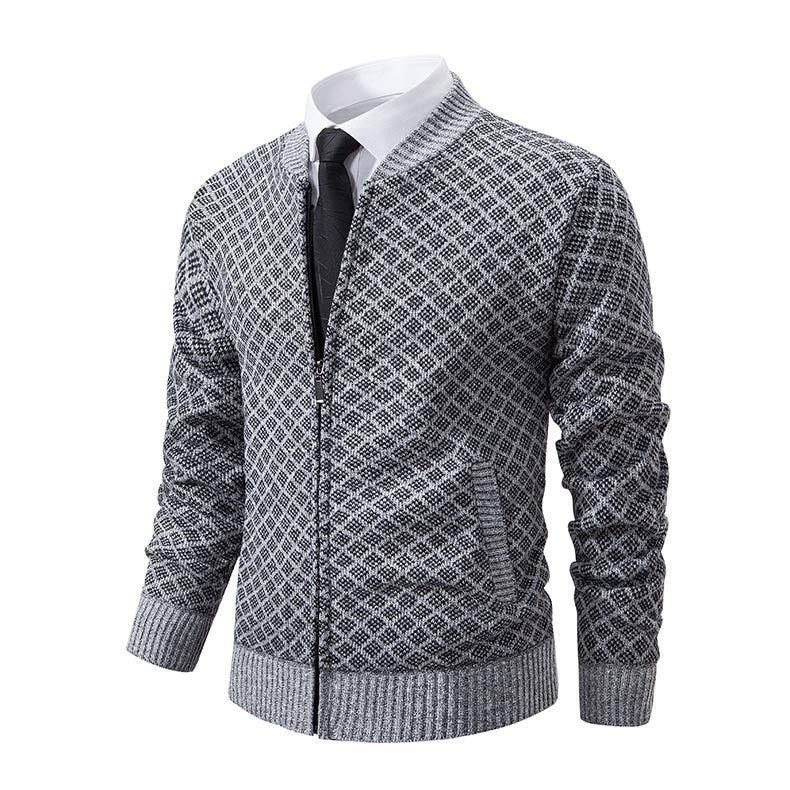 Smart knitted jacket for men with fashionable zip and side pockets Lune London