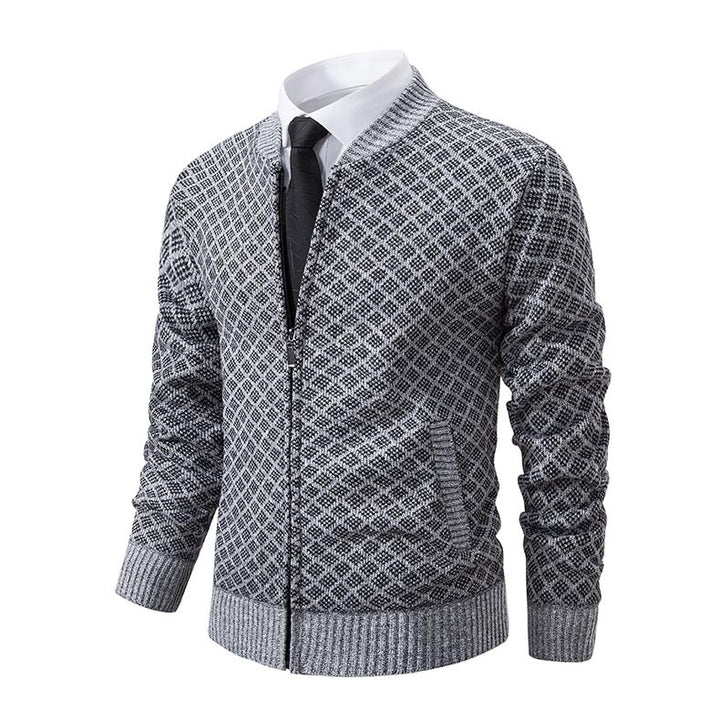 Smart knitted jacket for men with fashionable zip and side pockets Lune London