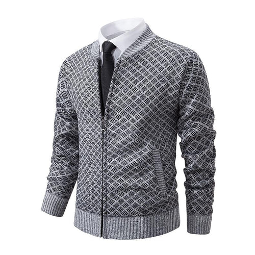 Smart knitted jacket for men with fashionable zip and side pockets Lune London