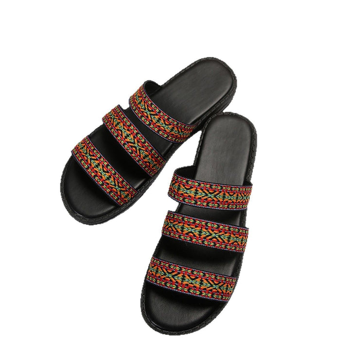 Ladies Comfortable Summer Sandals with Colorful Braided Straps Lune London