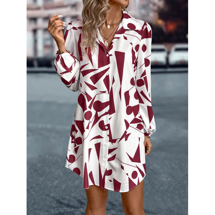 Geometric Print Button Dress for Women Lune London