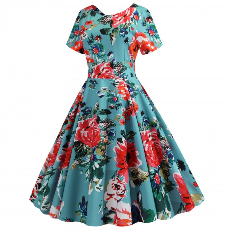 Robe florale midi pour femmes en tissu doux et jupe fluide Chic & Stil