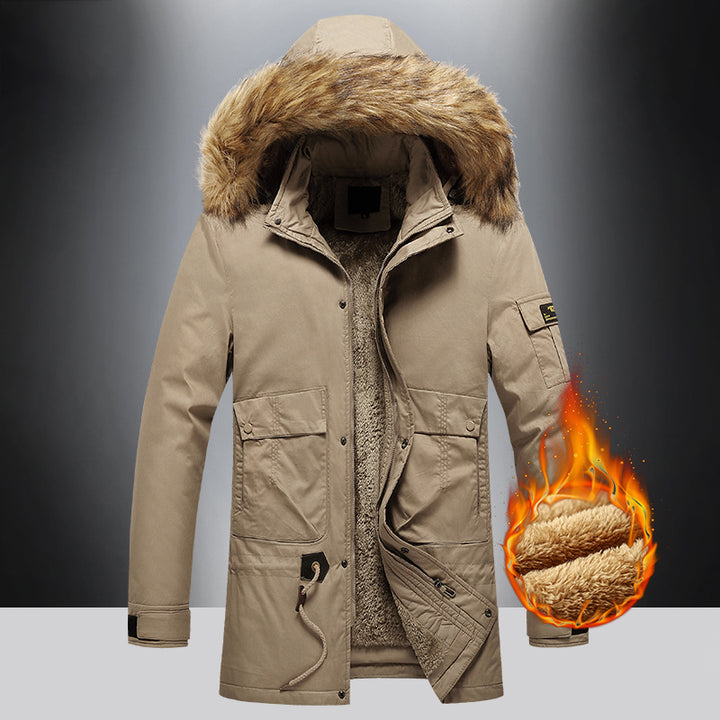 Warm winter parka for men with removable faux fur collar Lune London
