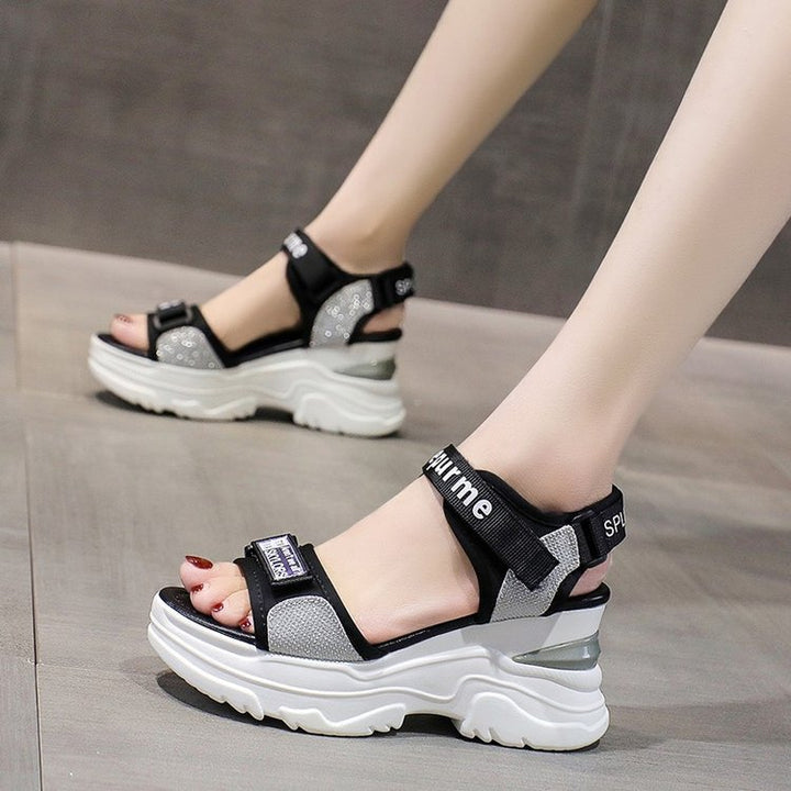Chic and Stylish Women's Sport Sandals with Glitter Strap Design