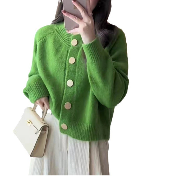 Women’s knit jacket with gold button closure and loose fit Lune London