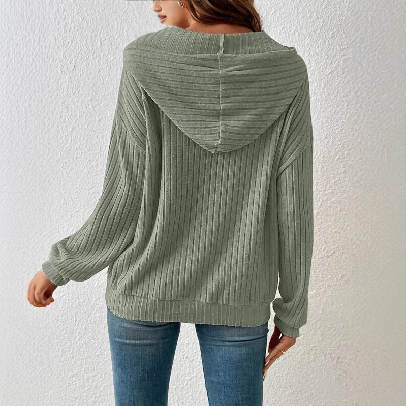 Ladies casual hoodie with ribbed structure Lune London