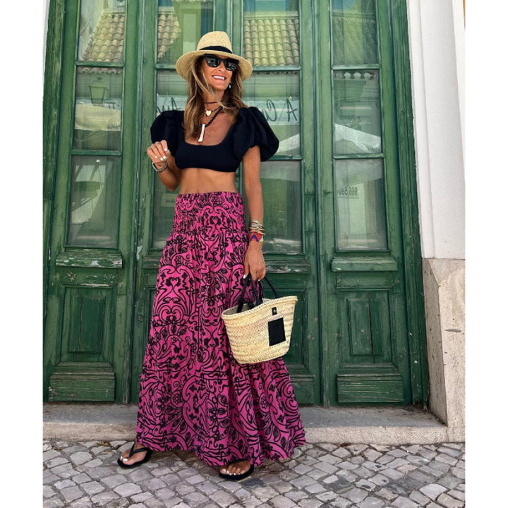 Lune London high waisted bohemian maxi skirt for women