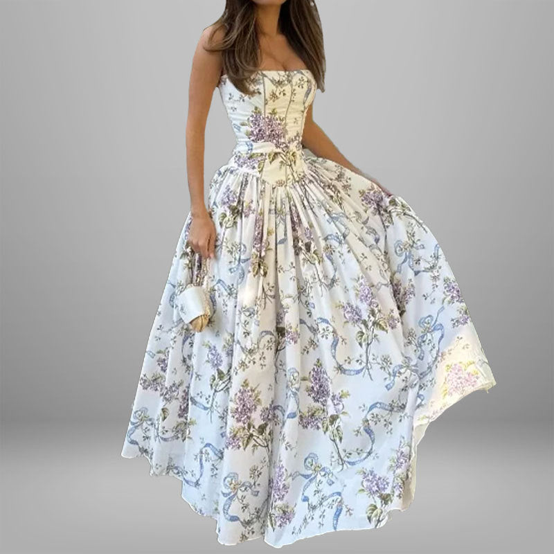 Robe maxi femme avec motifs floraux et haut froncé Chic & Stil