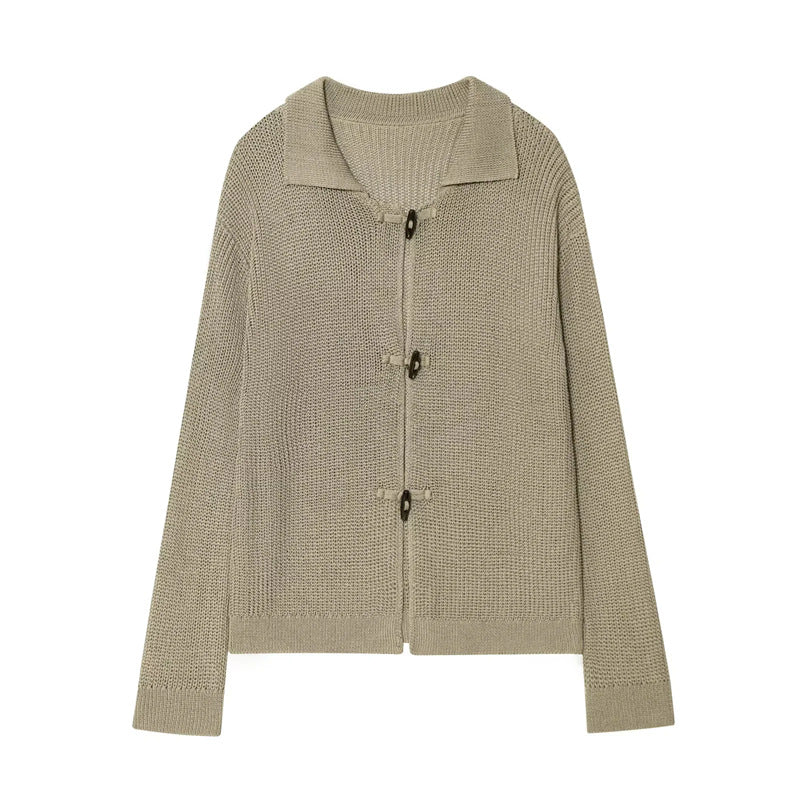 Women's knit jacket with elegant buttons and textured surface Lune London