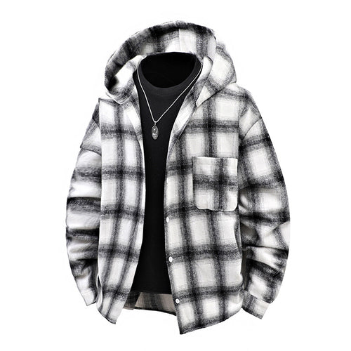 Men's casual checked hoodie with button design Lune London