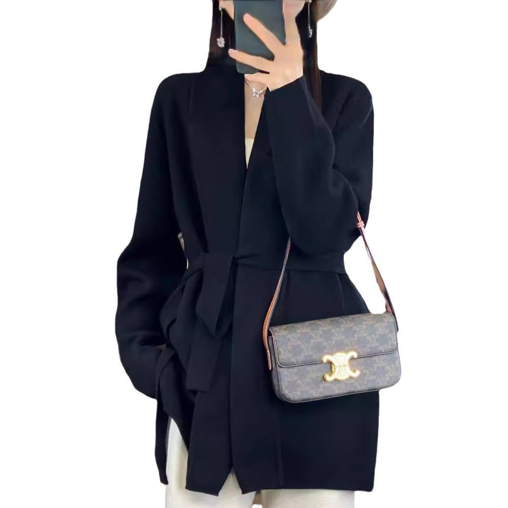 Cardigan stylé pour femme avec ceinture à nouer et poches Chic & Stil