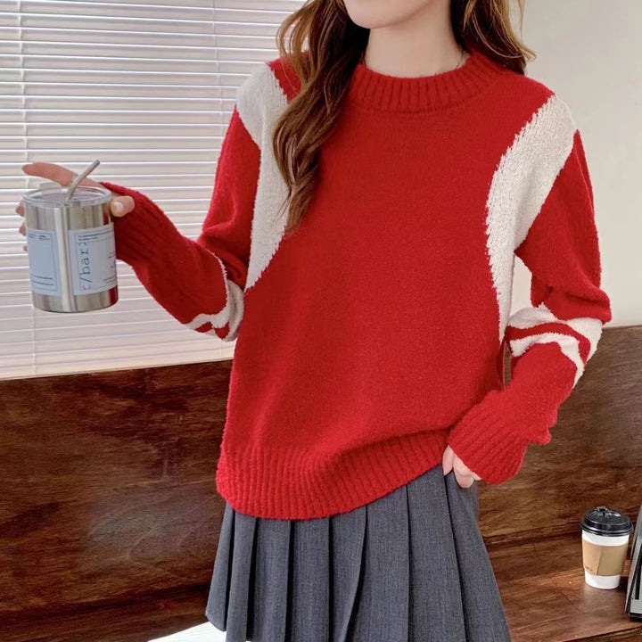 Sweater woman with high collar and contrasting sleeves Lune London
