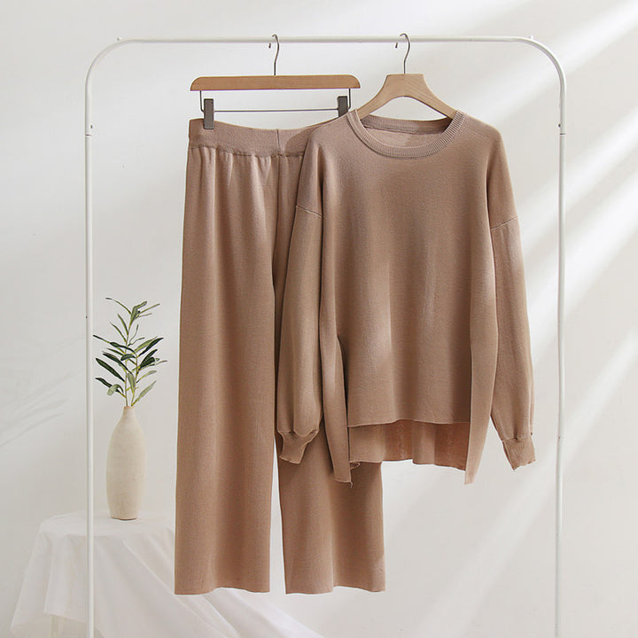 Lune London casual knit top and pants set for women