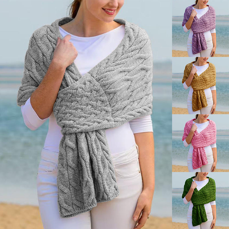 Knot scarf for women with structured twisted pattern Lune London