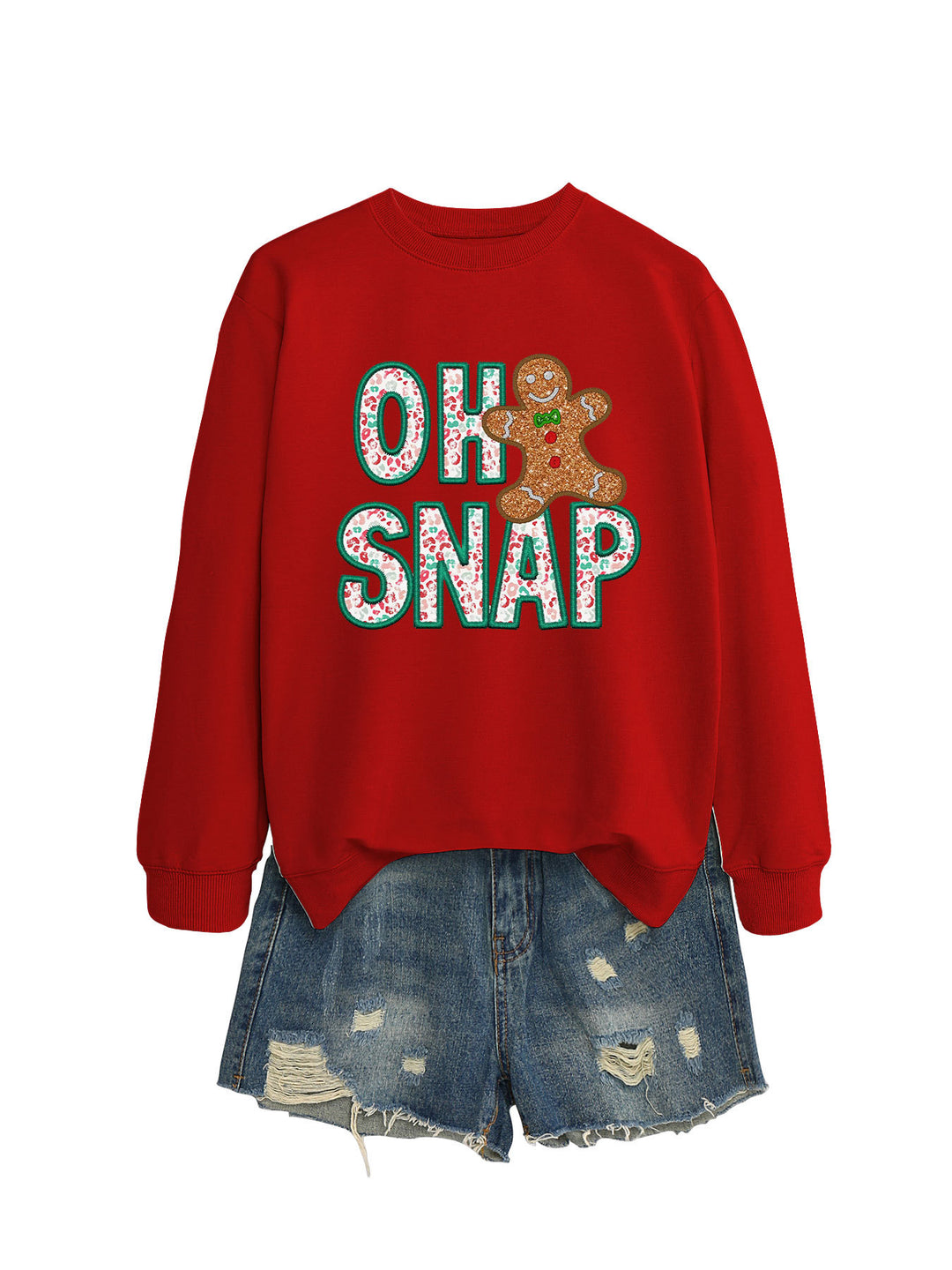 Sweatshirt pour femmes avec motif de bonhomme en pain d'épice amusant et lettrage étincelant Chic & Stil