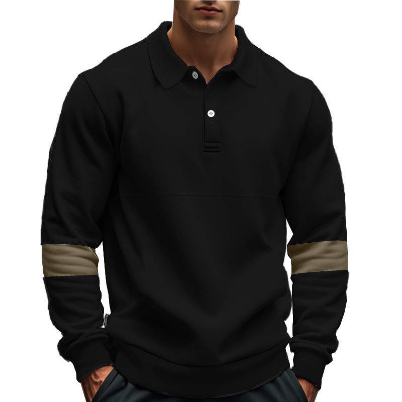 Long sleeve sweater for men with polo style details and contrasting cuffs Lune London