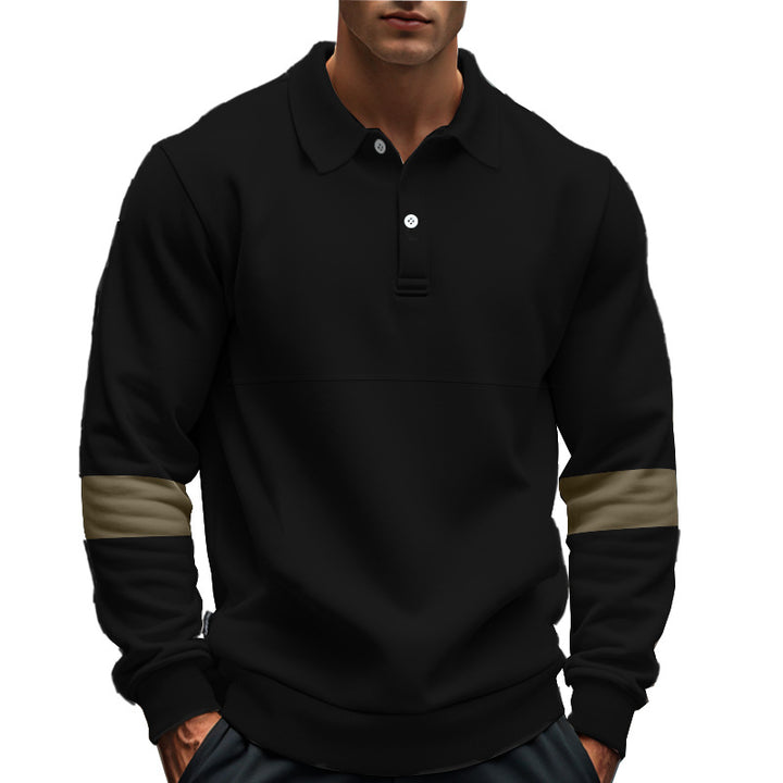 Long sleeve sweater for men with polo style details and contrasting cuffs Lune London
