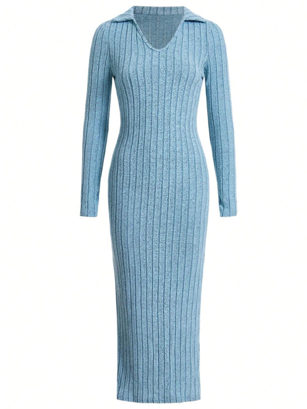 Knit dress for women with deep V-neck and side slit Lune London