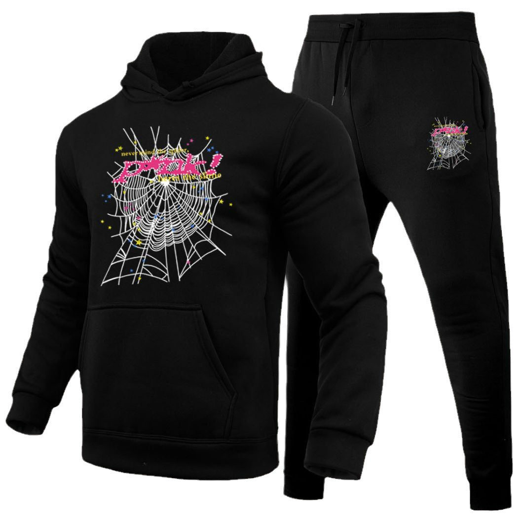 Women's hoodie and jogger pants set with a unique spiderweb design Lune London