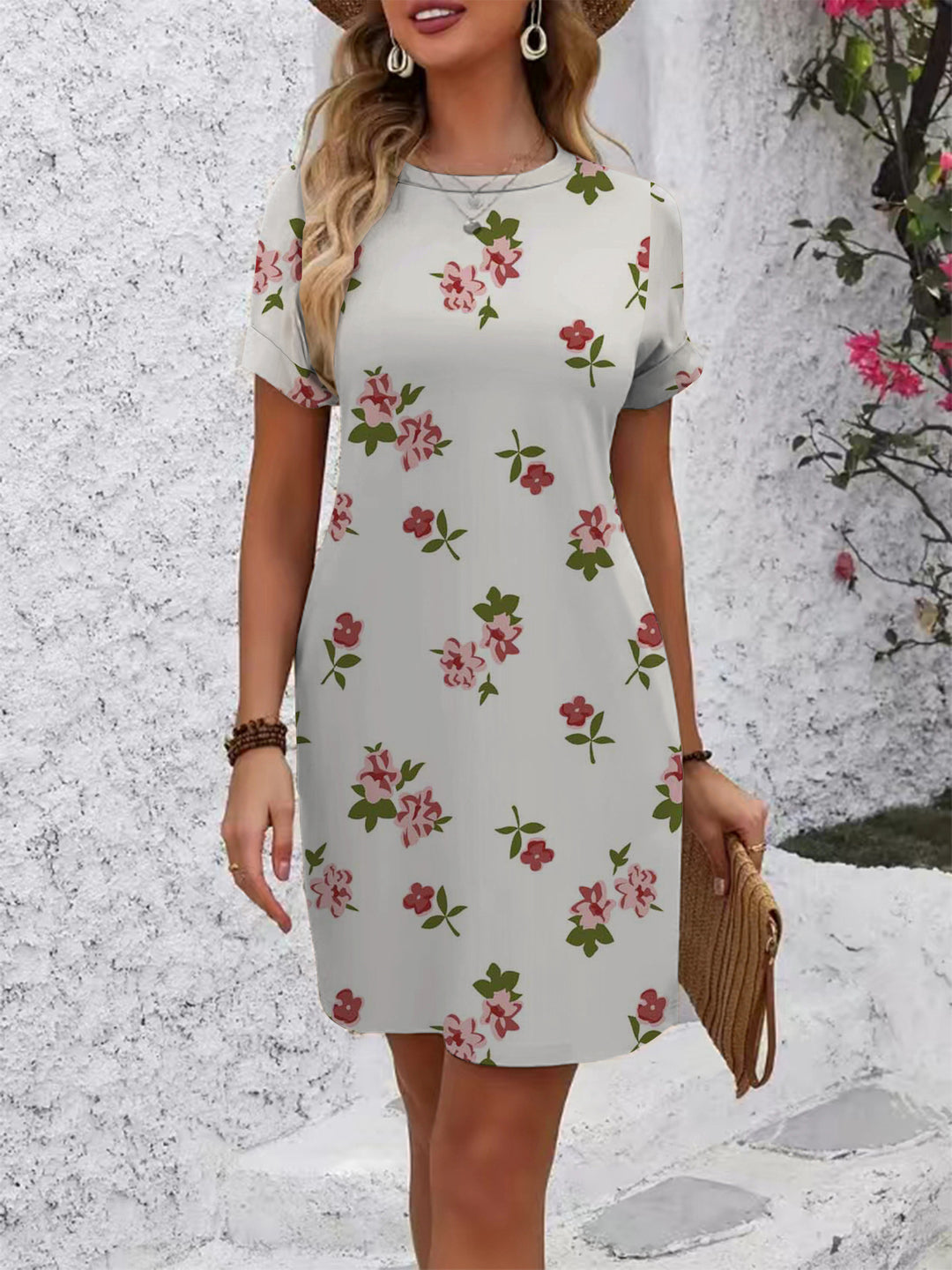 Women's casual short-sleeve dress with modern houndstooth pattern and comfortable fit Lune London