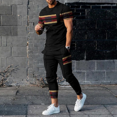 Men's leisure set with contrasting stripes Chic and Style