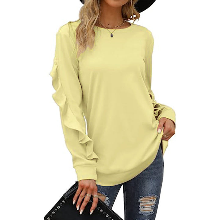 Women Casual Sweatshirt with Ruffled Sleeves Lune London