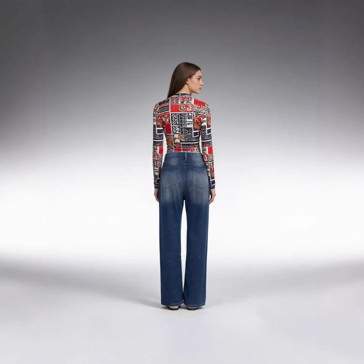 Women's wide jeans with stylish destroyed detail and comfortable fit Lune London