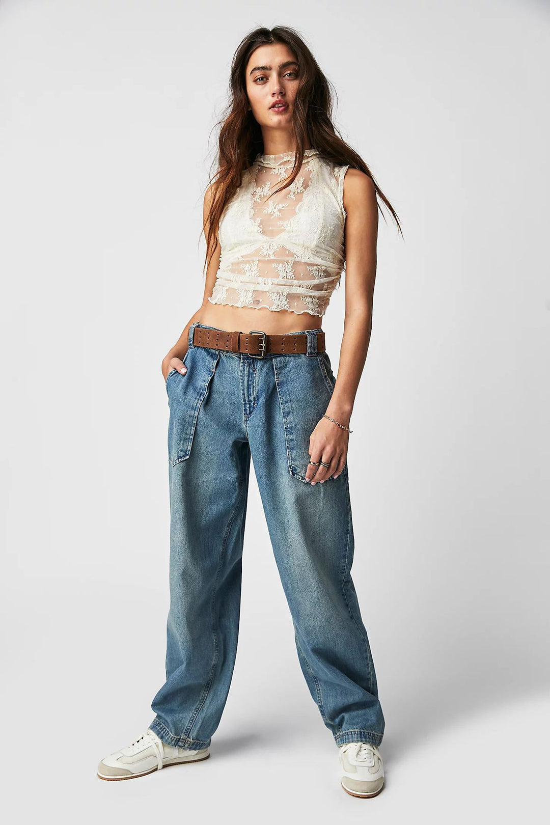 Women's loose cargo jeans with unique pockets and casual cut Lune London