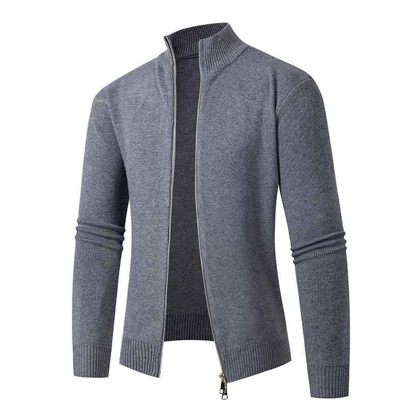Knitted men's jacket with high collar and zipper Lune London