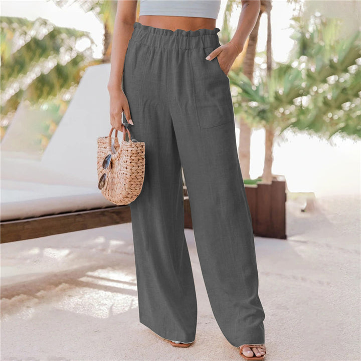 Wide palazzo pants for women with elastic waistband and practical pockets Lune London