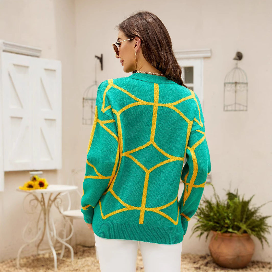 Knitted patterned sweater for women with a modern graphic design Lune London